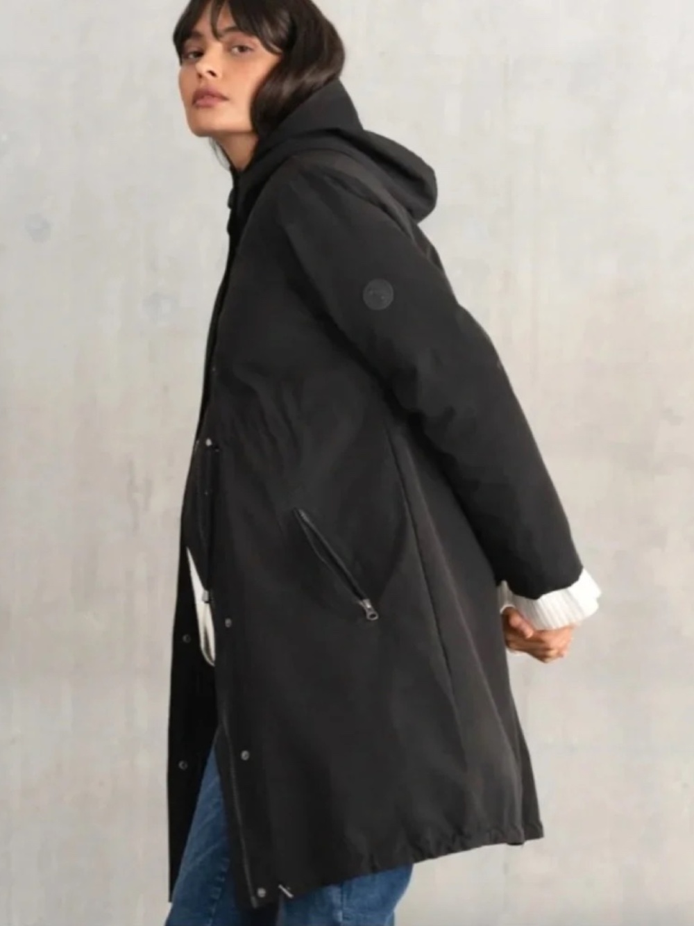 Seraphine Maternity Parka Coat Black Women’s Size 6 *No hood trim or carrier*